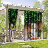 Lofaris Greenery Door Waterproof Printed Outdoor Curtains